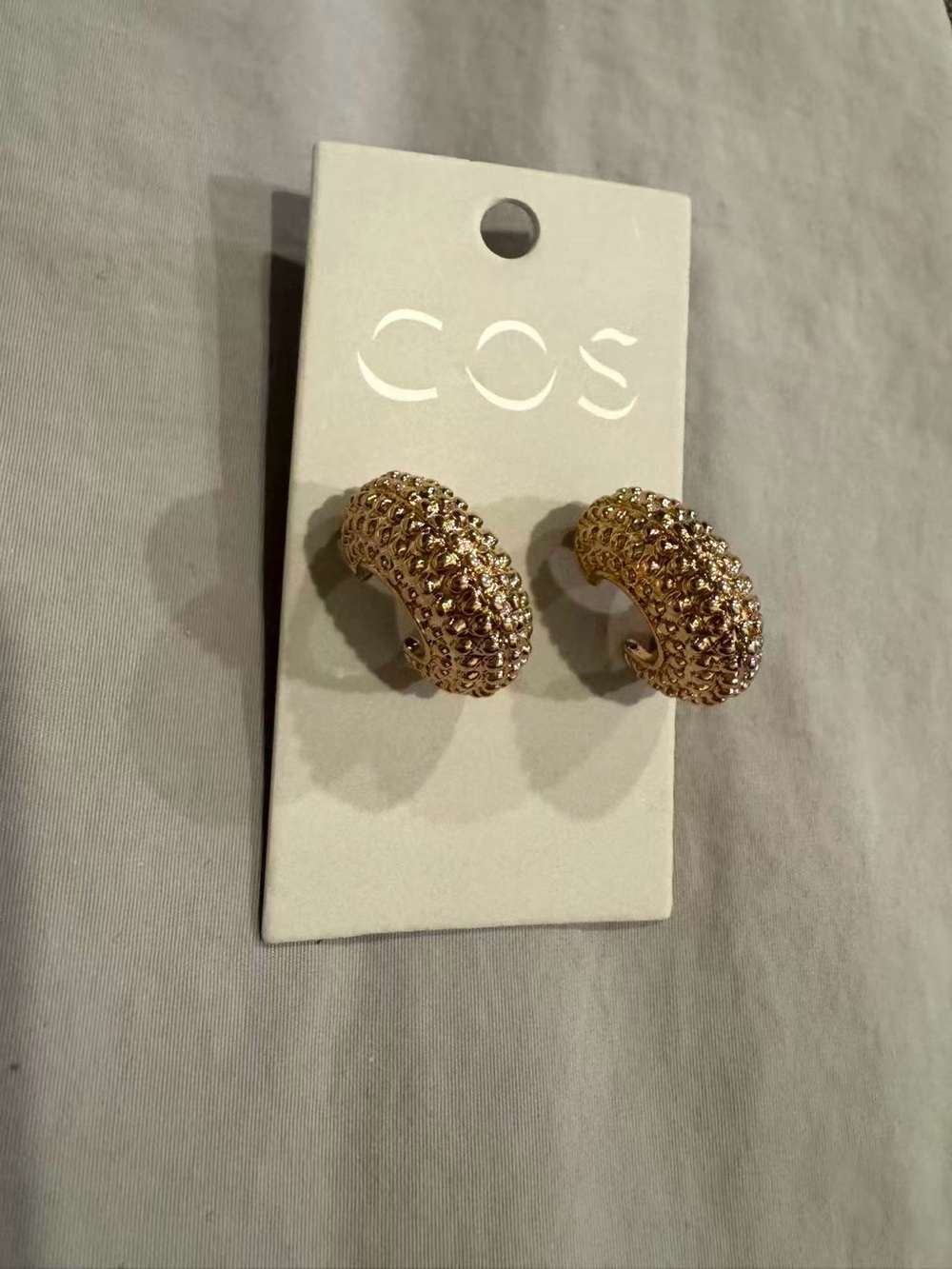 COS Gold Beaded Hoop Earrings